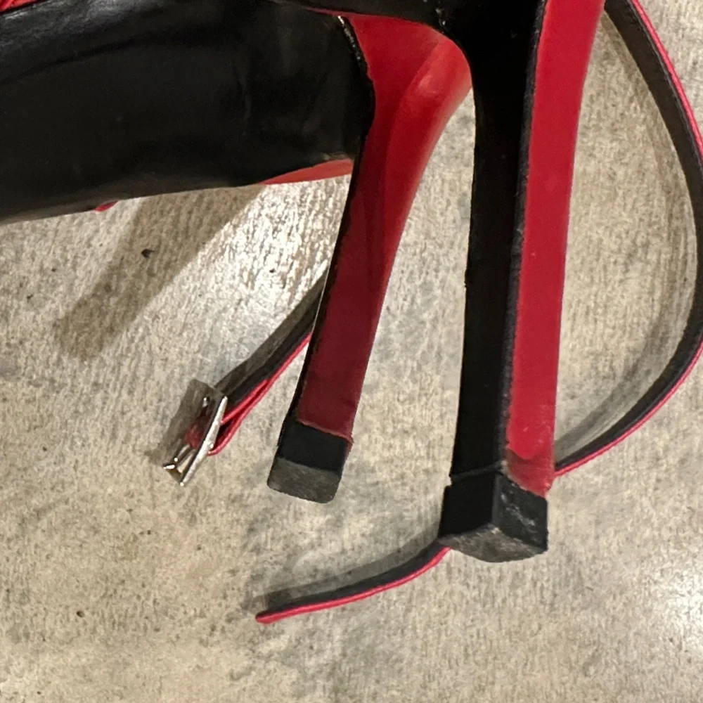 Saint Laurent Red Pink Strappy Sandals - Picture 13 of 13